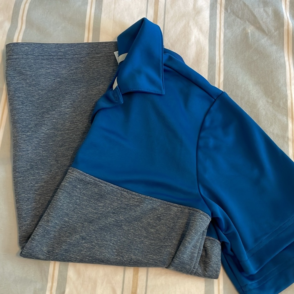 Boys blue two-toned Adidas polo, size Large - Picture 4 of 6